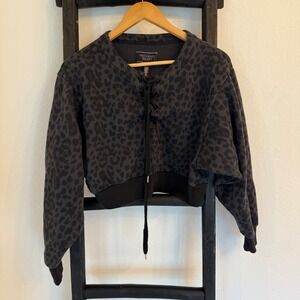 Victorias Secret Leopard Print Lace-Up Crop Sweatshirt Top‎